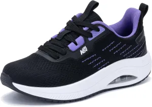 Women's Walking Shoes with Arch Support Orthotic Sneakers for Plantar Fasciitis Heel and Foot Pain Relief Tennis PurpleBlack Size 9