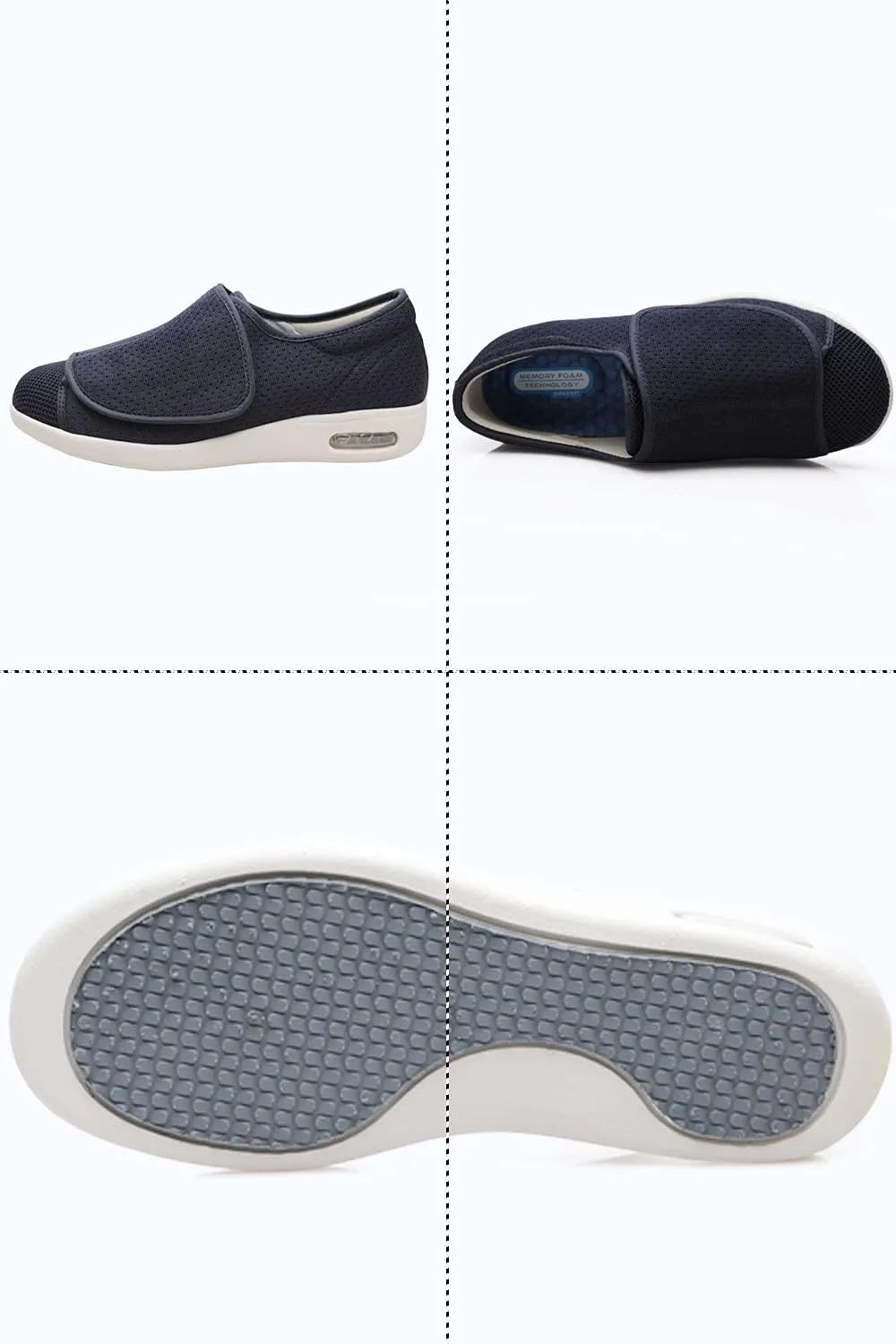 Women's Wide Width Shoes - Walking Adjustable Wide Comfort Women’s Diabetes Shoes for Diabetic Edema Plantar Fasciitis Bunions Arthritis Swollen Feet