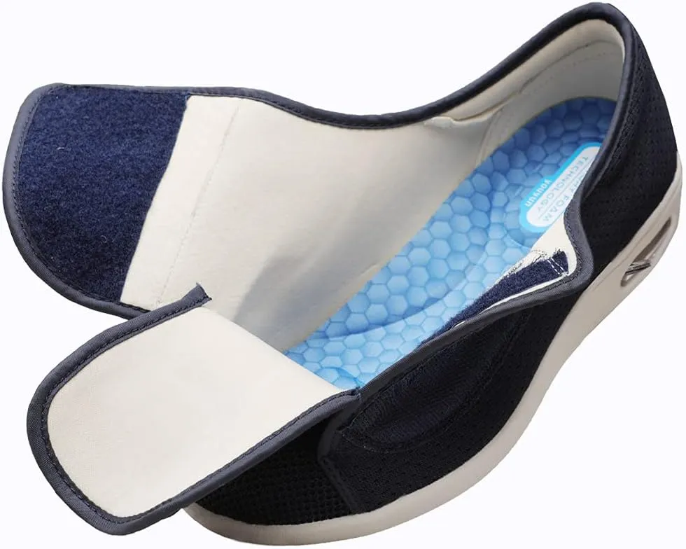 Women's Wide Width Shoes - Walking Adjustable Wide Comfort Women’s Diabetes Shoes for Diabetic Edema Plantar Fasciitis Bunions Arthritis Swollen Feet