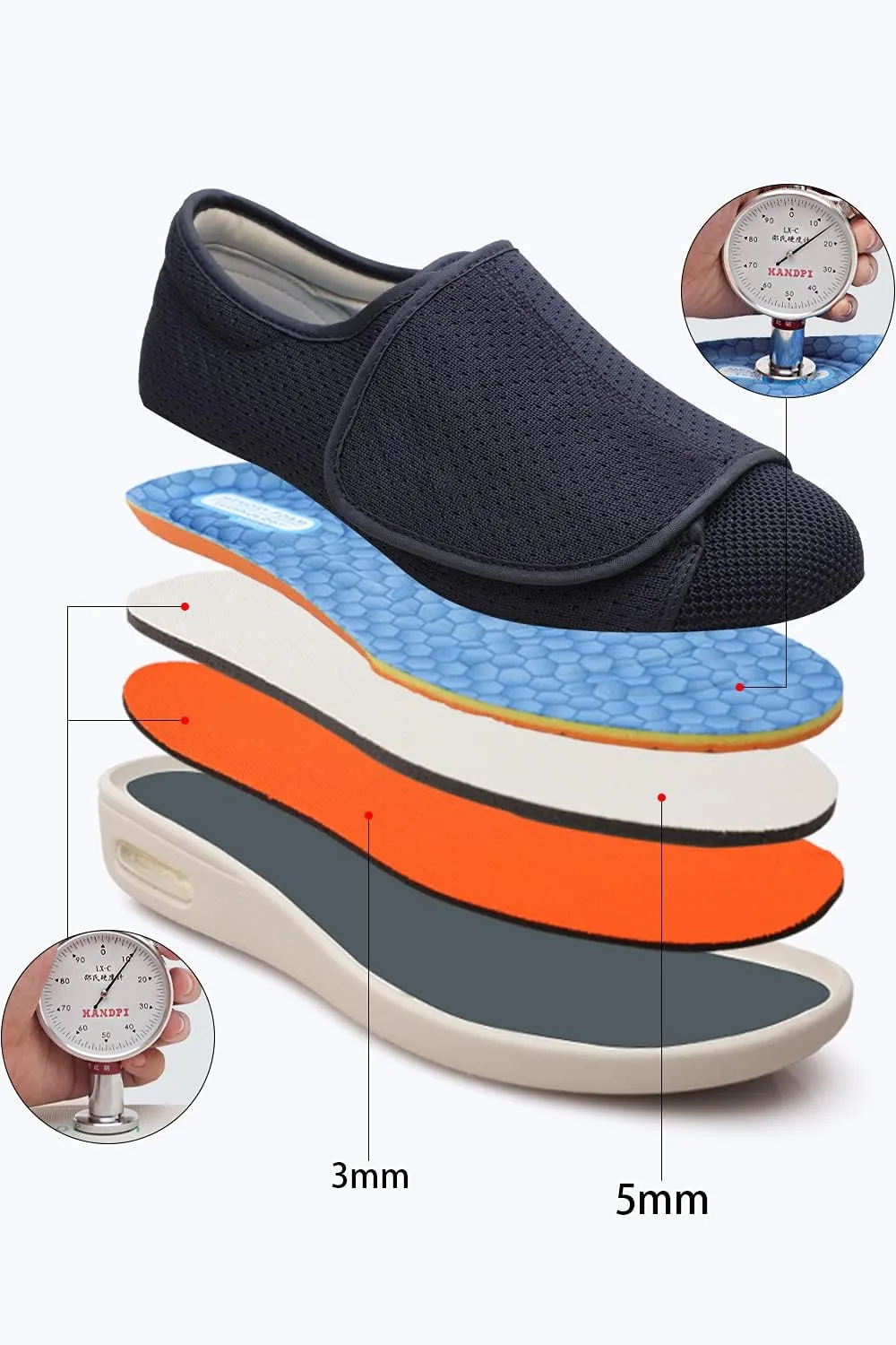 Women's Wide Width Shoes - Walking Adjustable Wide Comfort Women’s Diabetes Shoes for Diabetic Edema Plantar Fasciitis Bunions Arthritis Swollen Feet