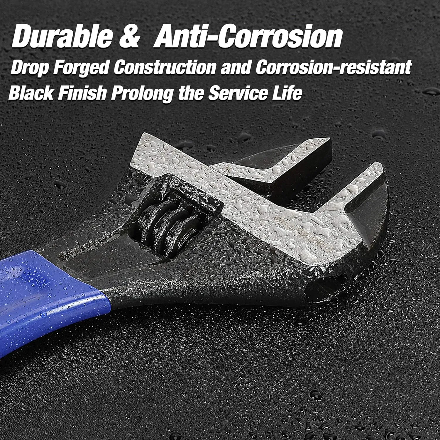 WORKPRO 2-piece Adjustable Wrench Set, 6-Inch & 10-Inch Wrenches, Wide Jaw Black Oxide Wrench, Metric & SAE Scales, Cr-V Steel, for Home, Garage, Workshop