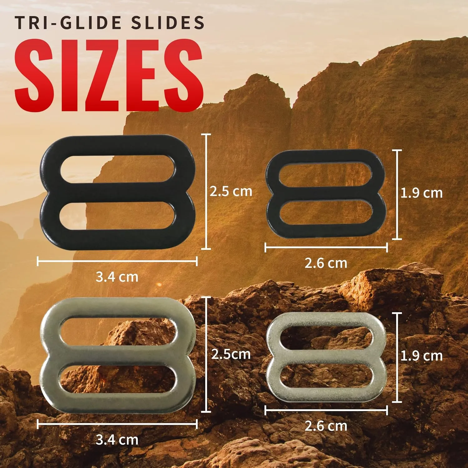 WYZworks – 1" & 3/4" Tri-Glide Slide Buckle Belt Adjusters 20,40,60,80 Pieces
