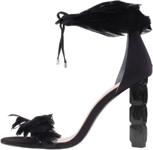 XYD Women Chic Crystal High Heels 105mm Open Toe Sandals Plume Ankle Strap with Zip Ladies Fashion Evening Event Pumps Shoes