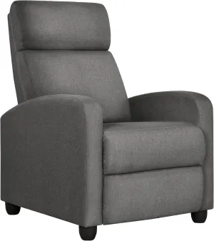 Yaheetech Fabric Recliner Chair Sofa Ergonomic Adjustable Single Sofa with Thicker Seat Cushion Modern Home Theater Seating for Living Room Matte Grey