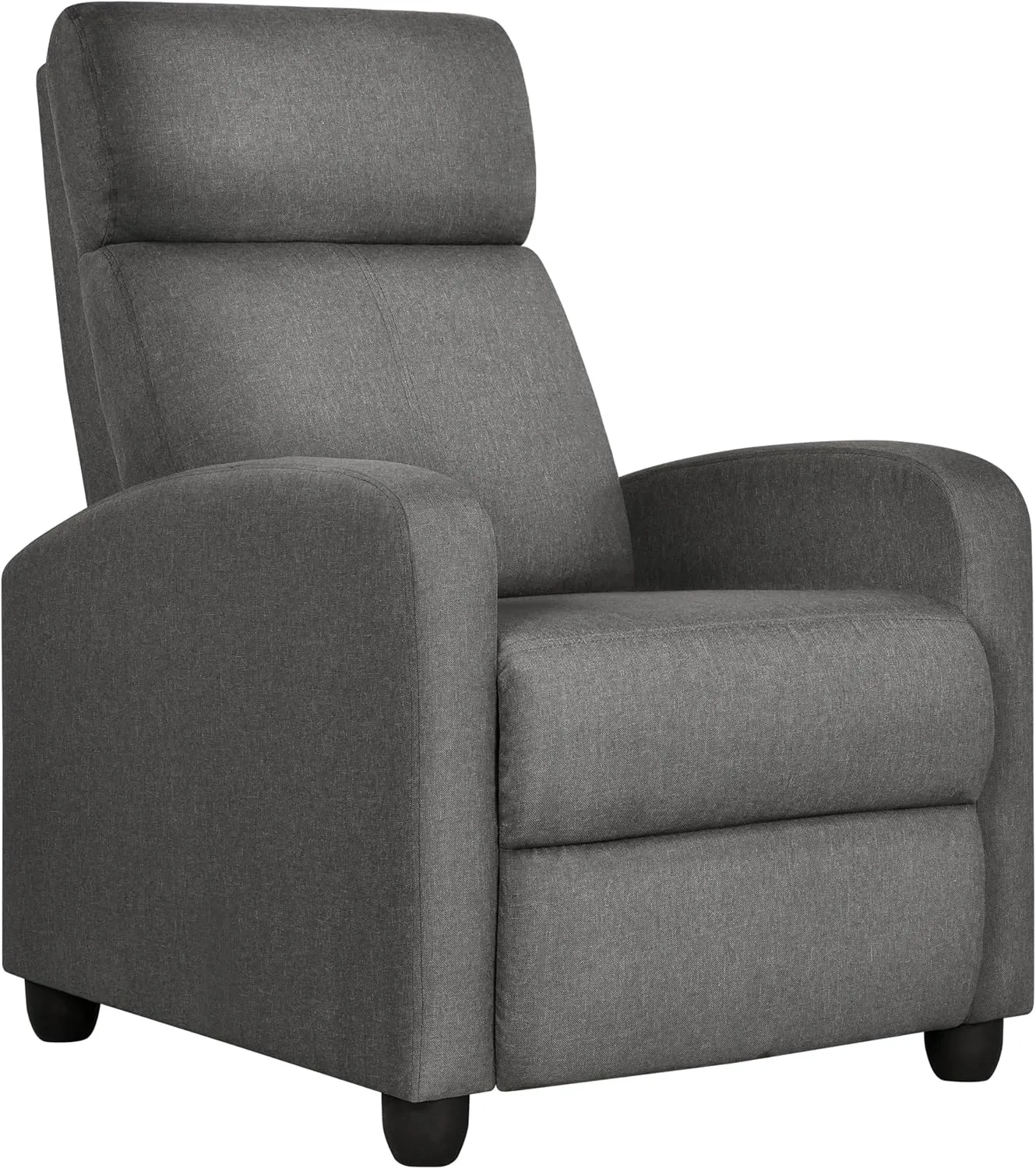 Yaheetech Fabric Recliner Chair Sofa Ergonomic Adjustable Single Sofa with Thicker Seat Cushion Modern Home Theater Seating for Living Room Matte Grey