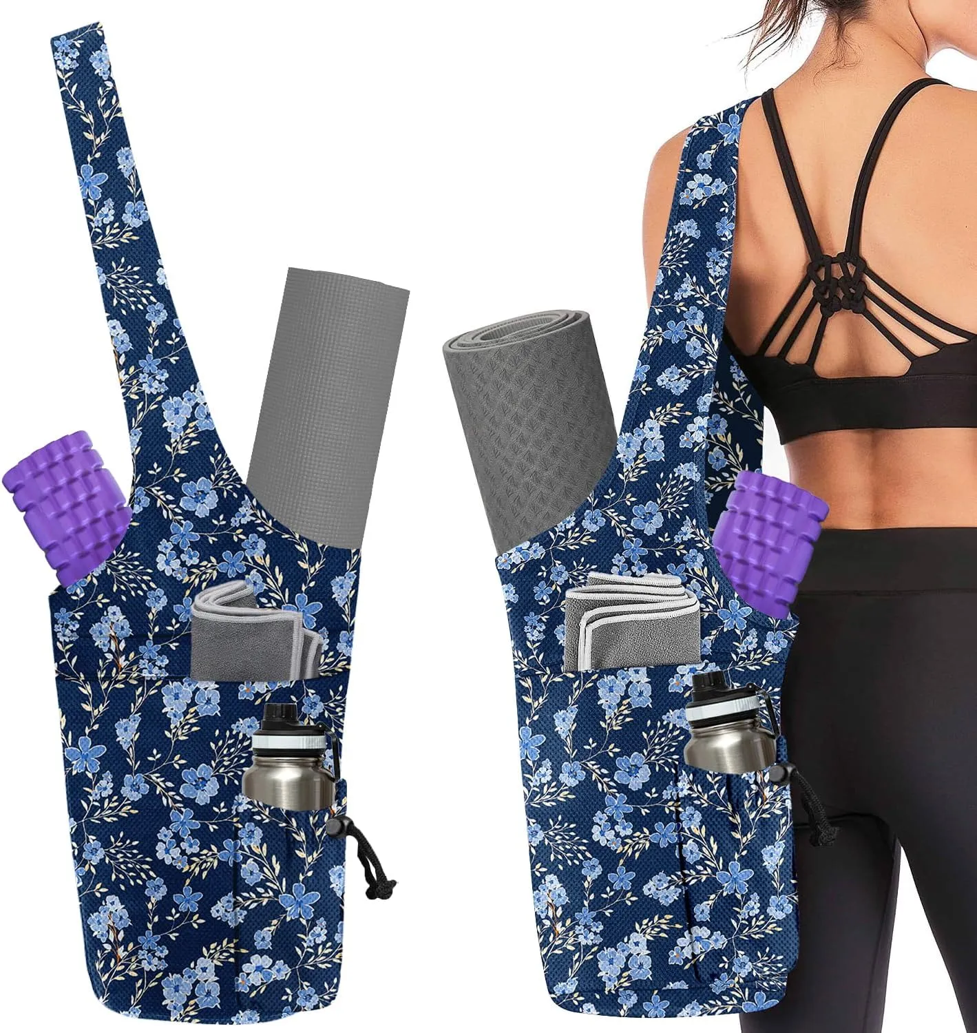 Yoga Mat Bag for Women Yoga Bag with Large Size Pocket and Zipper Pocket,Rhombus Pattern- Yoga Bags and Carriers Fits All Your Stuff