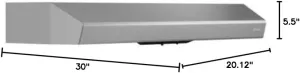 Zephyr AK1100B Breeze I 250 CFM 30 Inch Wide Under Cabinet Range Hood with LED Lights - Stainless Steel